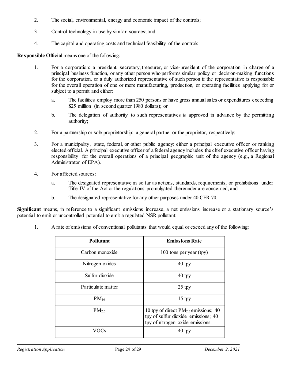 Air Quality Standard Registration Application Form - Arizona, Page 24