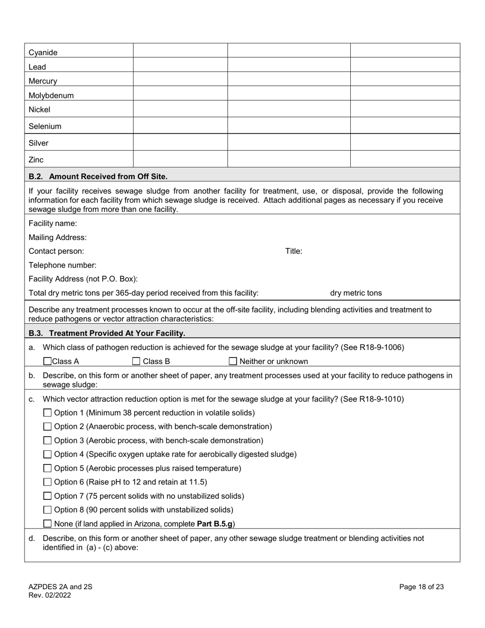 ADEQ Form 2A / 2S Arizona Pollutant Discharge Elimination System Application - Arizona, Page 18