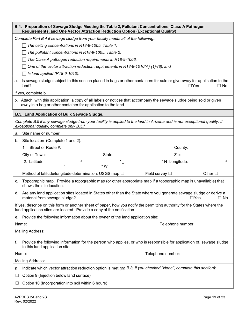 ADEQ Form 2A / 2S Arizona Pollutant Discharge Elimination System Application - Arizona, Page 19