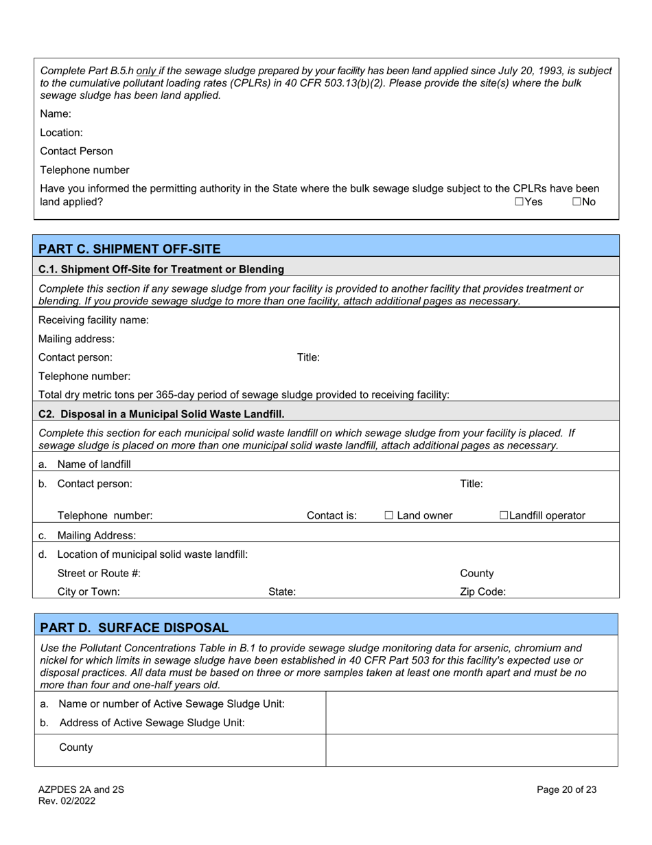 ADEQ Form 2A / 2S Arizona Pollutant Discharge Elimination System Application - Arizona, Page 20