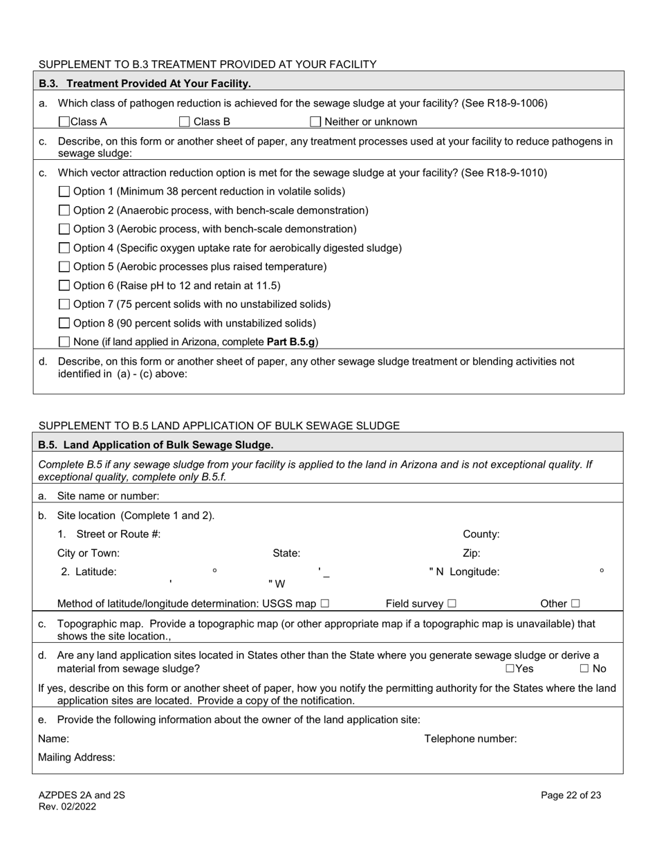 ADEQ Form 2A / 2S Arizona Pollutant Discharge Elimination System Application - Arizona, Page 22