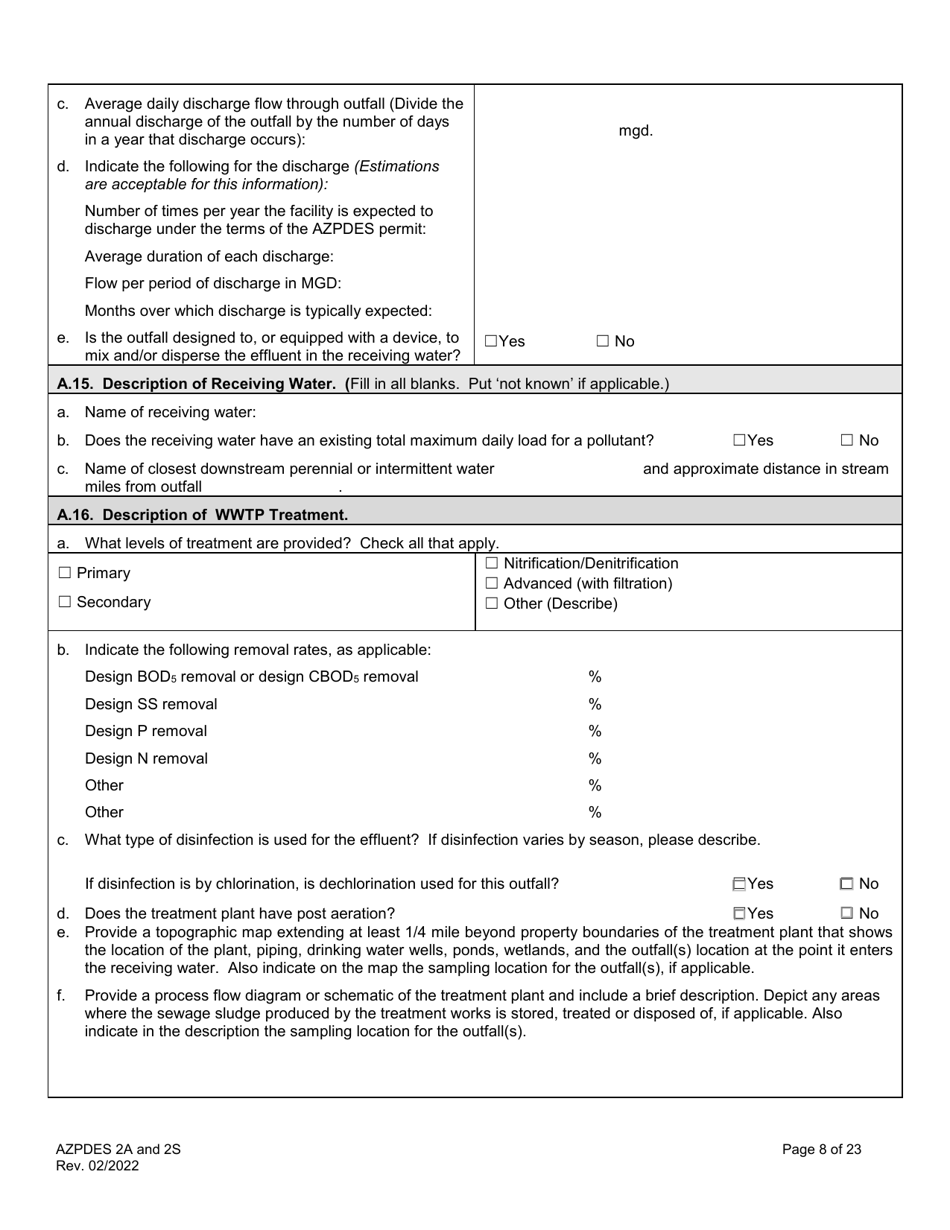 ADEQ Form 2A / 2S Arizona Pollutant Discharge Elimination System Application - Arizona, Page 8