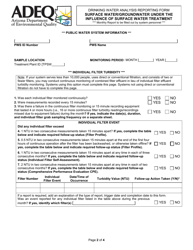 Form DWAR15A&amp;B Drinking Water Analysis Reporting Form - Surface Water/Groundwater Under the Influence of Surface Water Treatment - Arizona, Page 2