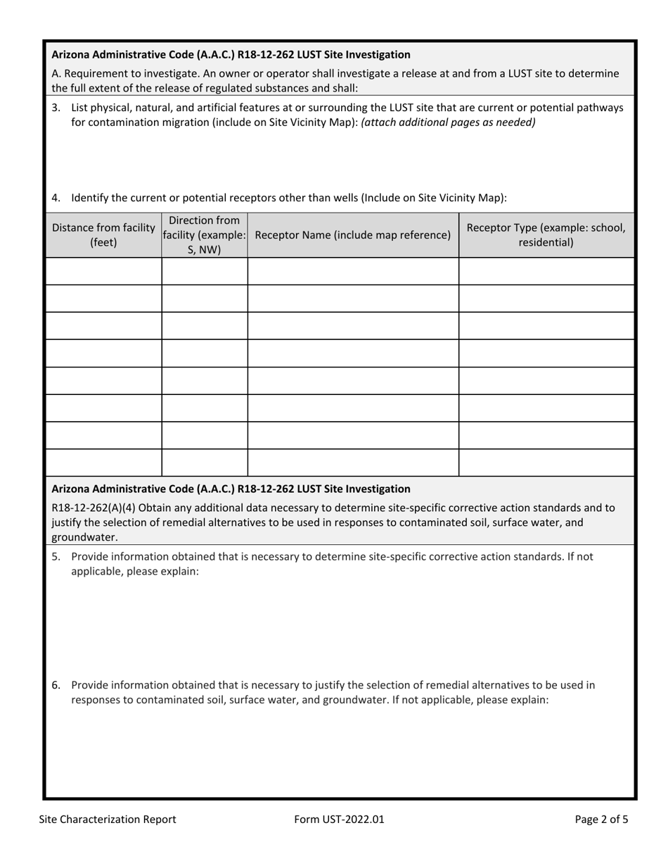 Site Characterization / Other Informational Report - Arizona, Page 2