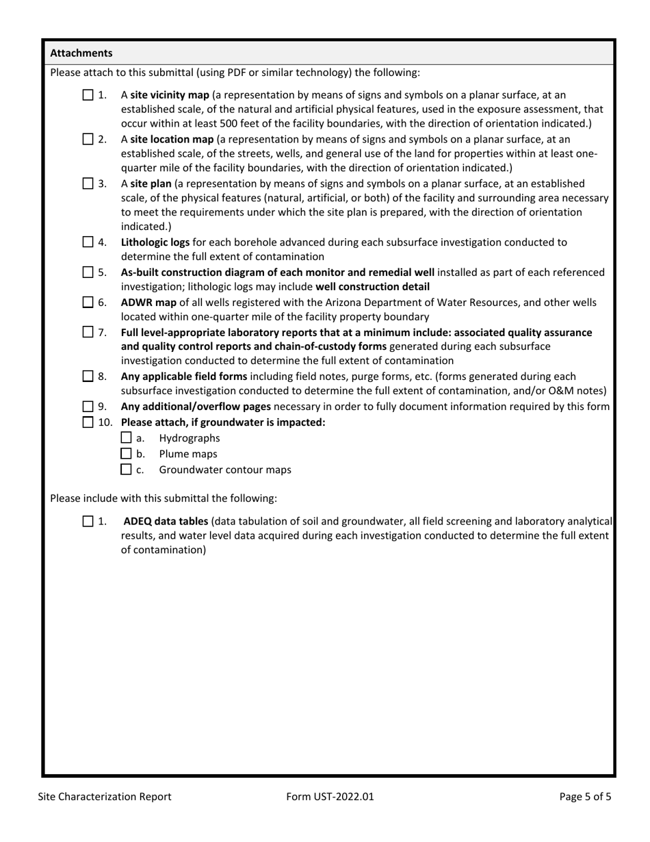 Site Characterization / Other Informational Report - Arizona, Page 5