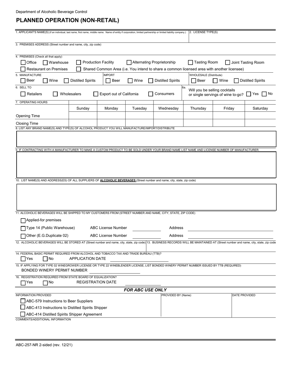 Form Abc 257 Fill Out Sign Online And Download Fillable Pdf