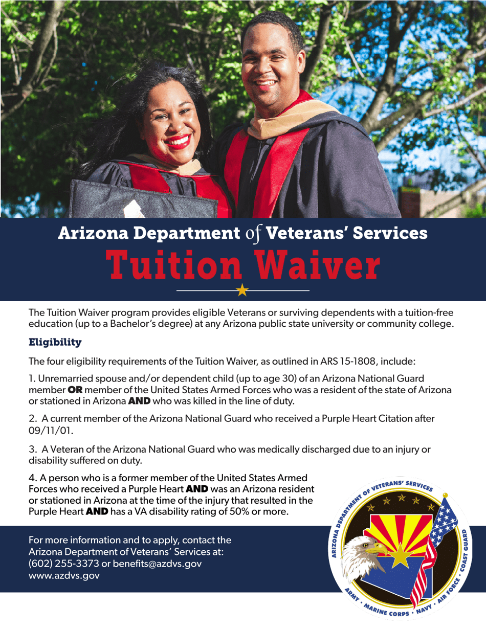 Tuition Waiver Verification Form - Arizona, Page 1