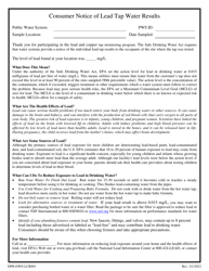 Form DPH-DWS-LCR001 Consumer Notice of Lead Tap Water Results - Cws - Connecticut