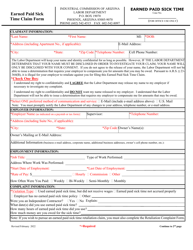 Form Labor_3305 Earned Paid Sick Time Claim Form - Arizona