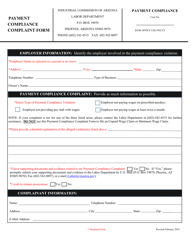 Document preview: Form Labor_3304 Payment Compliance Complaint Form - Arizona