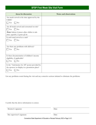 Summer Food Service Program (Sfsp) First Week Site Visit Form - Connecticut, Page 2