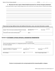 Juvenile 24-hour Emergency Detention Form - Delaware, Page 2