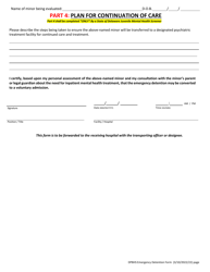 Juvenile 24-hour Emergency Detention Form - Delaware, Page 6