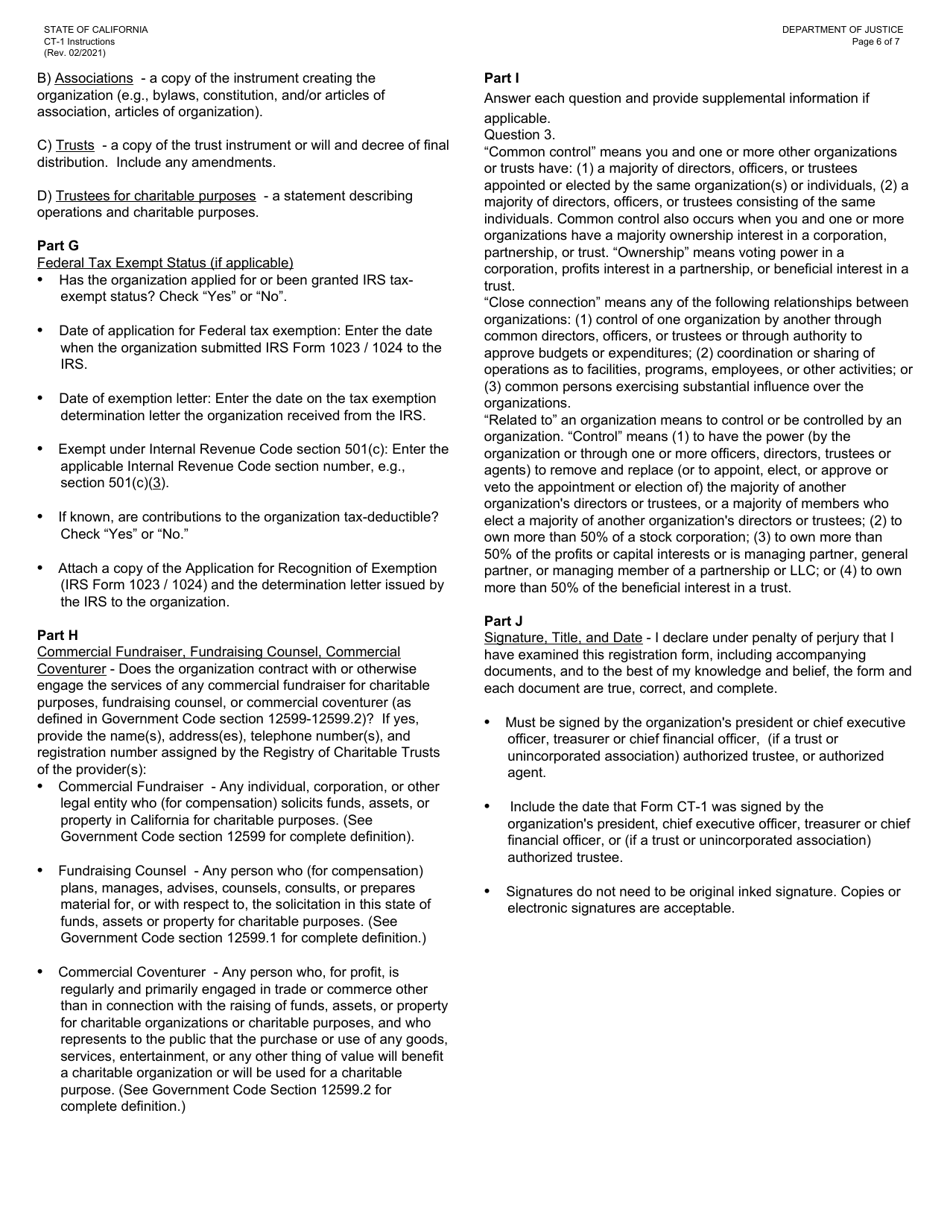 Form CT-1 Initial Registration Form - California, Page 6