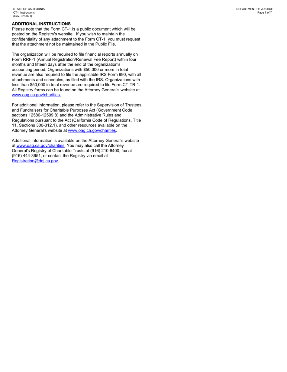 Form CT-1 Initial Registration Form - California, Page 7