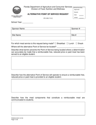 Document preview: Form FDACS-01912 Alternative Point of Service Request - Florida
