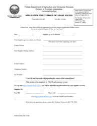 Document preview: Form FDACS-07033 Application for Citranet Database Access - Florida