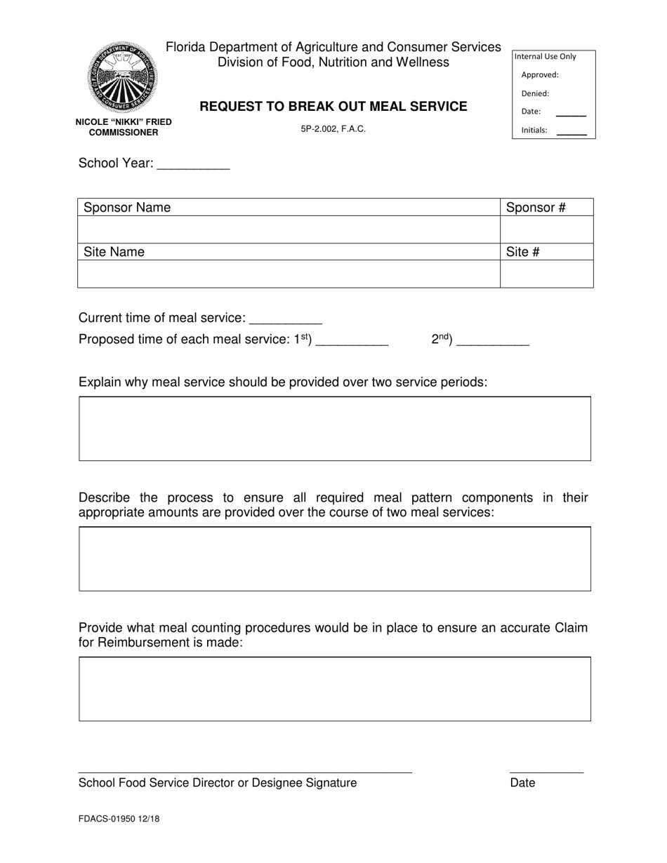 Form FDACS-01950 - Fill Out, Sign Online and Download Printable PDF ...