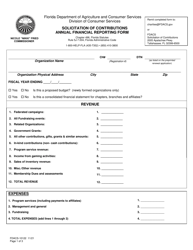 Document preview: Form FDACS-10122 Solicitation of Contributions Annual Financial Reporting Form - Florida