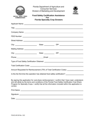 Form FDACS-06126 Food Safety Certification Assistance for Florida Specialty Crop Growers - Florida