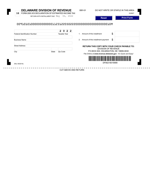 Form 200C-ES 2022 Printable Pdf