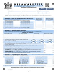 Form PIT-RSS Individual Resident Income Tax Form Schedule - Delaware