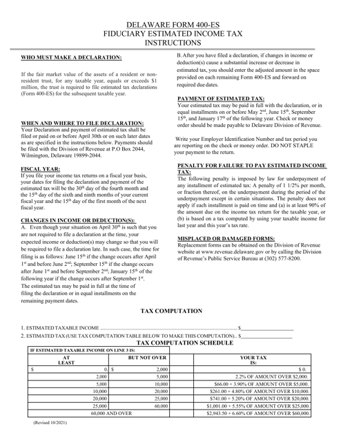 Form 400-ES  Printable Pdf