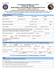 Document preview: Form BOF8017 Bullet Button Assault Weapon Registration Form - California