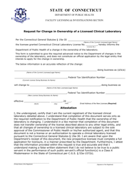 Document preview: Request for Change in Ownership of a Licensed Clinical Laboratory - Connecticut