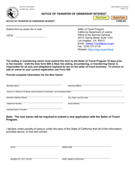 Document preview: Form 600 (JUS8807) Notice of Transfer of Ownership Interest - California