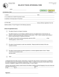 Form 200 (JUS8786) Seller of Travel Withdrawal Form - California