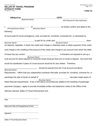 Form 750 (JUS8889) Seller of Travel Program Affidavit Form - California