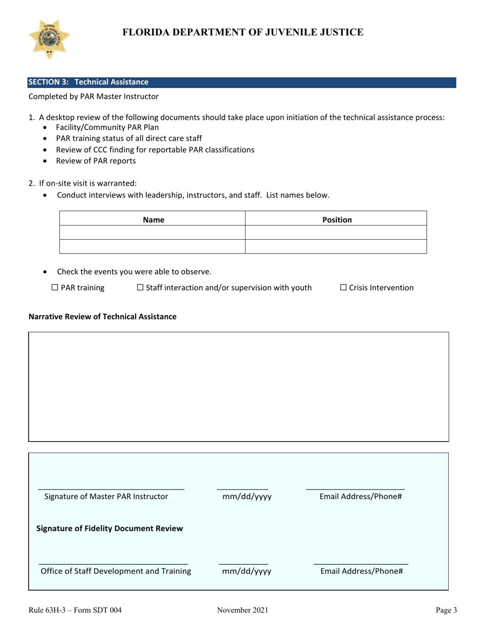 Form STD004 Protective Action Response Fidelity Request - Florida, Page 3