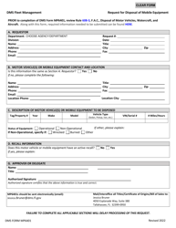 Document preview: DMS Form MP6401 Request for Disposal of Mobile Equipment - Florida