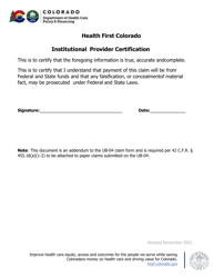 Institutional Provider Certification - Colorado