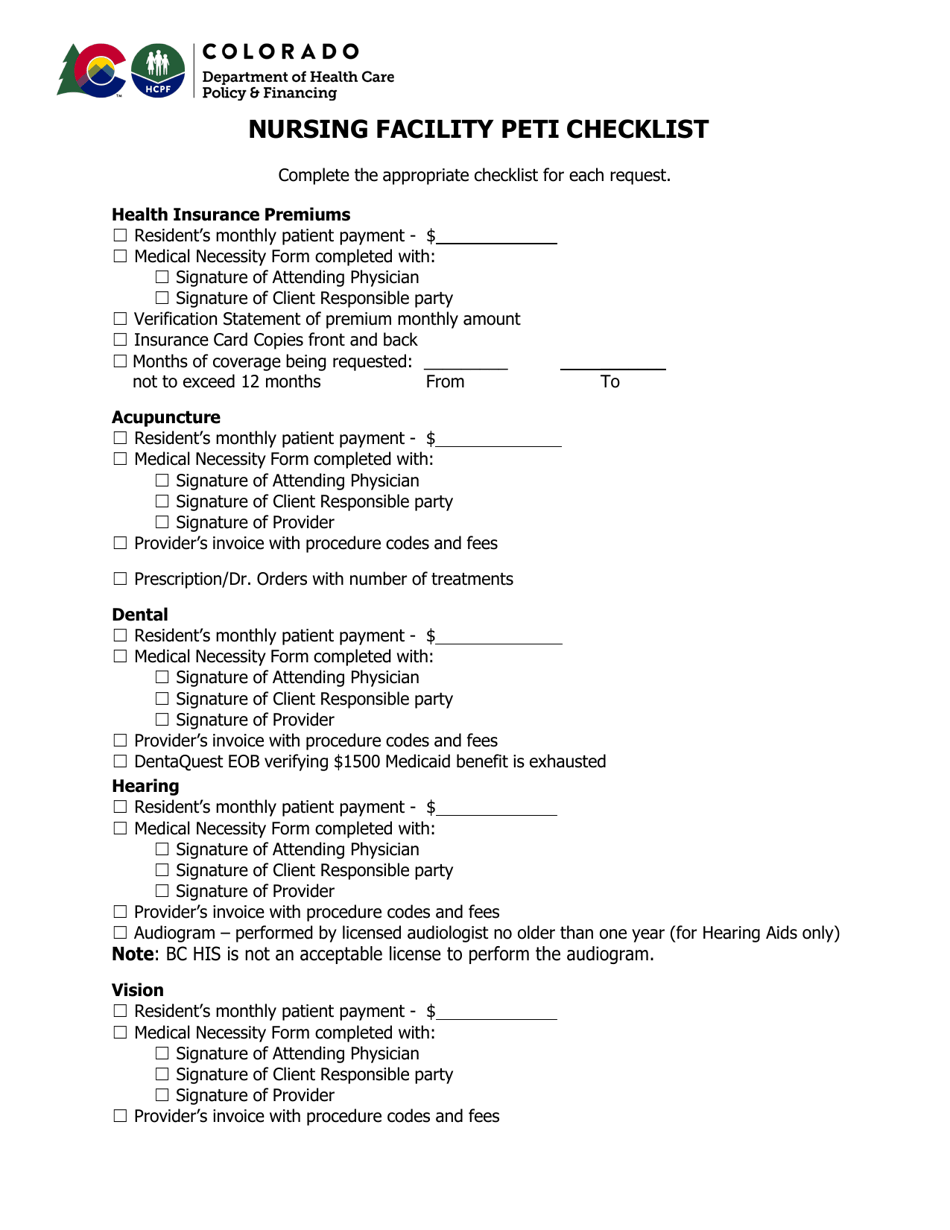 Nursing Facility Post Eligibility Treatment of Income (Peti) Medical Necessity Certification Form - Colorado, Page 2