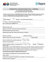 Outpatient Prior Authorization Request Form - Colorado