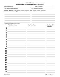 Fieldworker Training Record - California, Page 2