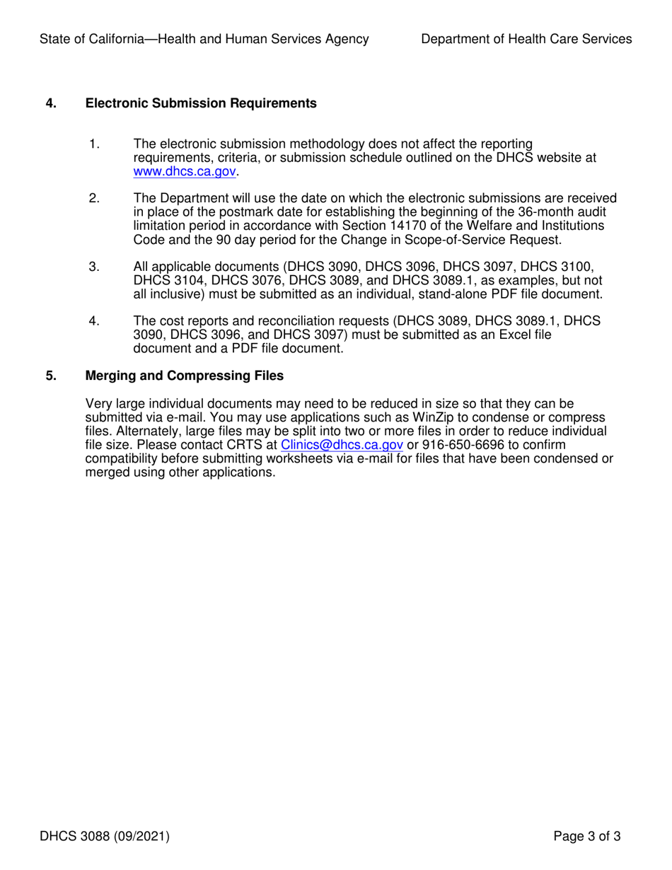 Form DHCS3088 Instructions - Medi-Cal Worksheets Electronic Submission Protocol Fqhc / Rhc / Ihs / Moa Providers and Fqhc / Rhc Home Offices - California, Page 3