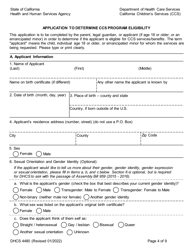 Form DHCS4480 Application to Determine Ccs Program Eligibility - California, Page 4