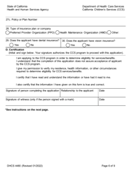 Form DHCS4480 Application to Determine Ccs Program Eligibility - California, Page 6