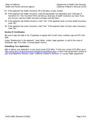 Form DHCS4480 Application to Determine Ccs Program Eligibility - California, Page 9