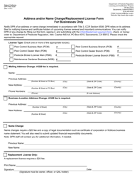 Document preview: Form DPR-PML-002B Address and/or Name Change/Replacement License Form - California