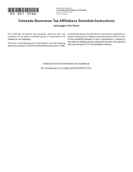 Form DR0021AS Colorado Severance Tax Affiliations Schedule - Colorado