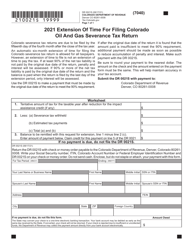 Document preview: Form DR0021S Extension of Time for Filing Colorado Oil and Gas Severance Tax Return - Colorado