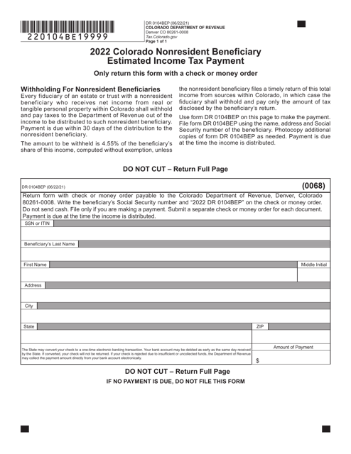 Form DR0104BEP 2022 Printable Pdf