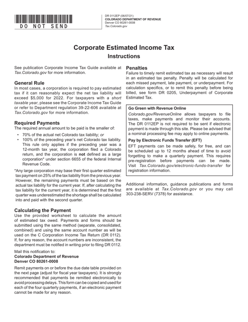 Form DR0112EP 2022 Printable Pdf