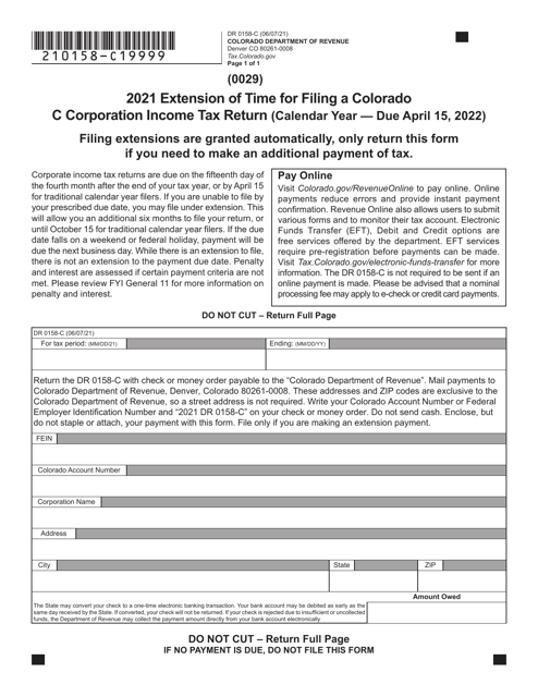 Form DR0158-C 2021 Printable Pdf