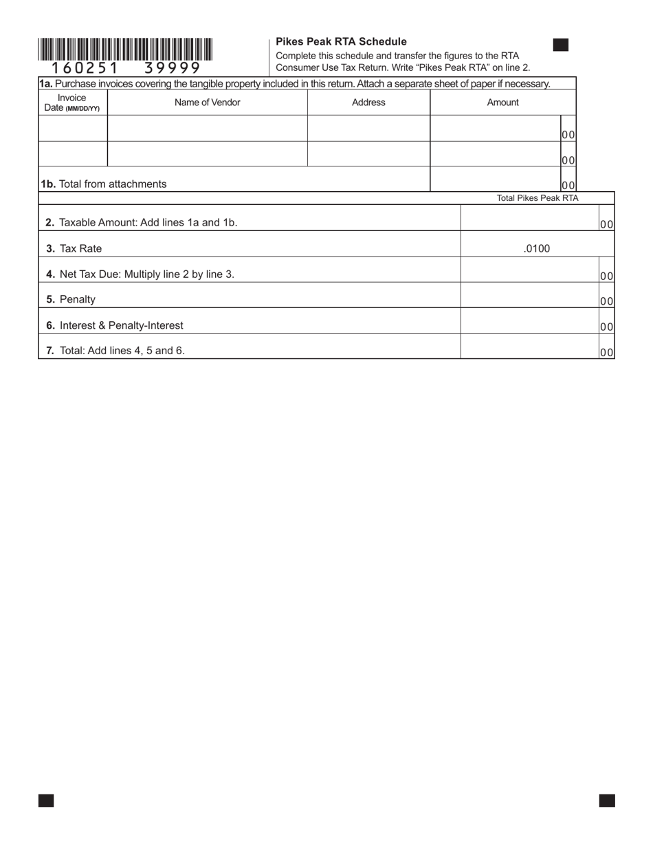 Form DR0251 Rta Consumer Use Tax Return - Colorado, Page 5