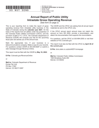 Form DR0525 Annual Report of Public Utility Intrastate Gross Operating Revenue - Colorado